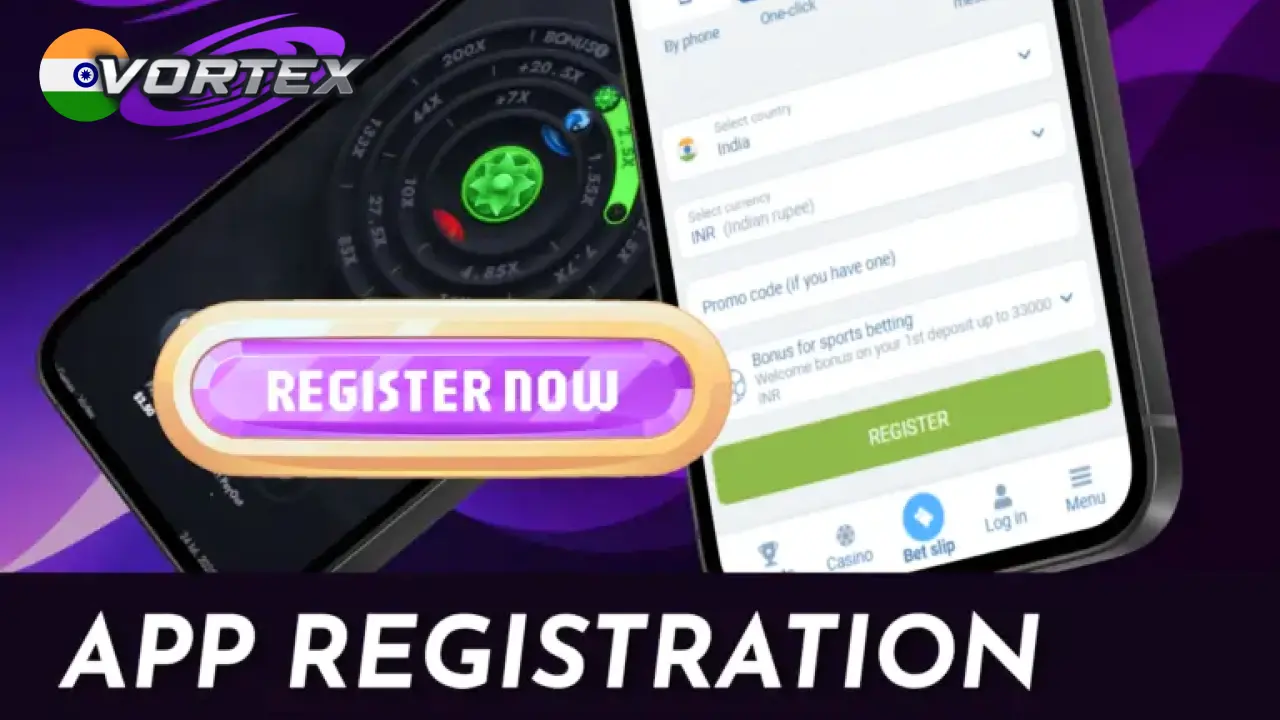Register your account in the Vortex game app to get full access to games, bonuses, and withdrawals.